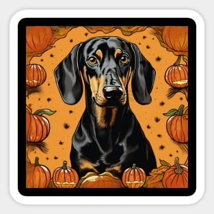 Black and Tan Coonhound Dog Halloween Sticker